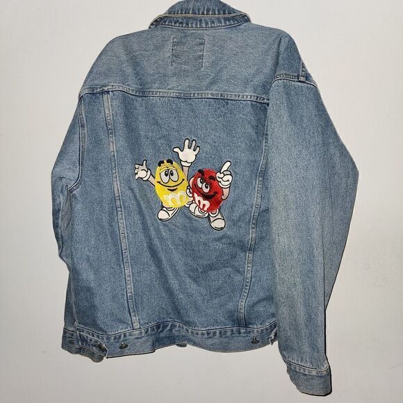 Vintage 90’s Planet Mars Small M&M’s Streetwear Denim Trucker Blue Jean Jacket - Picture 2 of 5